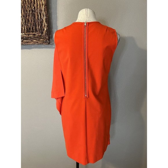 Ted Baker Dress 4 Stretch Red Orange Career Church 10 Large $295 - Picture 4 of 12